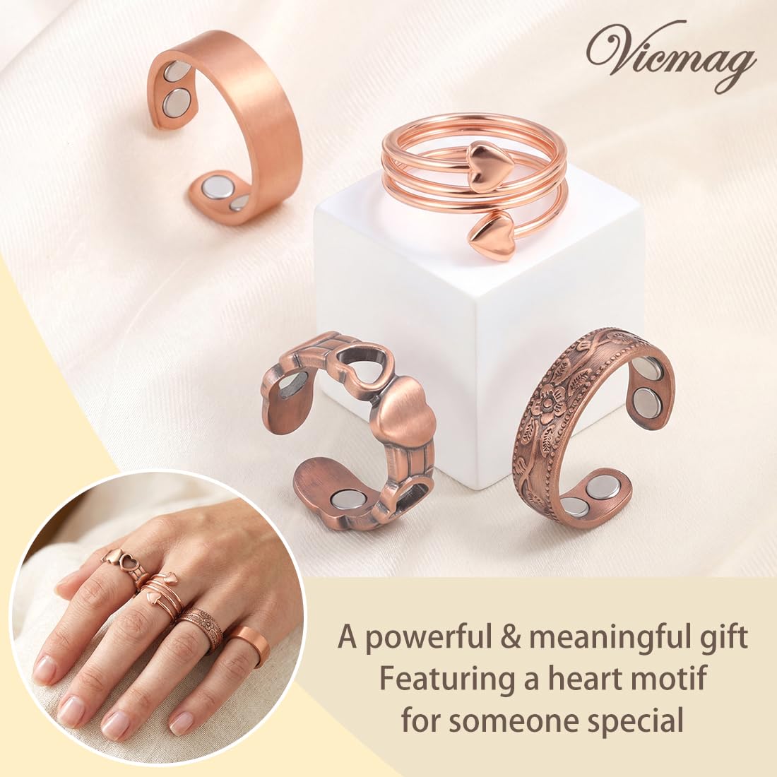 Vicmag anillos en un escenario lifestyle elegante, combinan con ropa formal