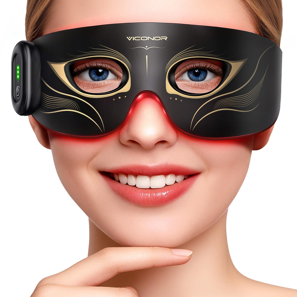 Viconor aplicador frontal mostrando ajuste cómodo y protección ocular