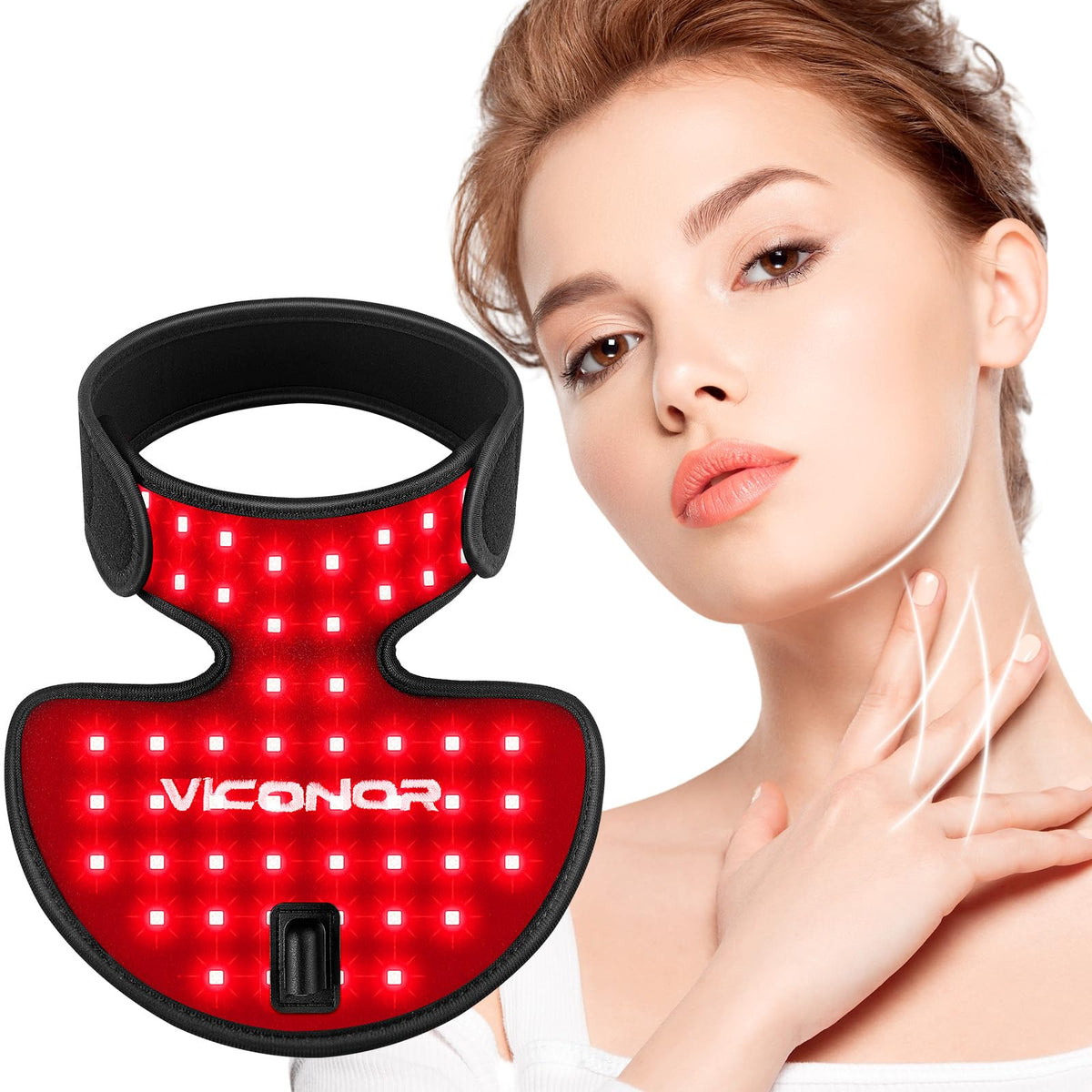 Viconor vista frontal del dispositivo cubriendo cuello y pecho con confort