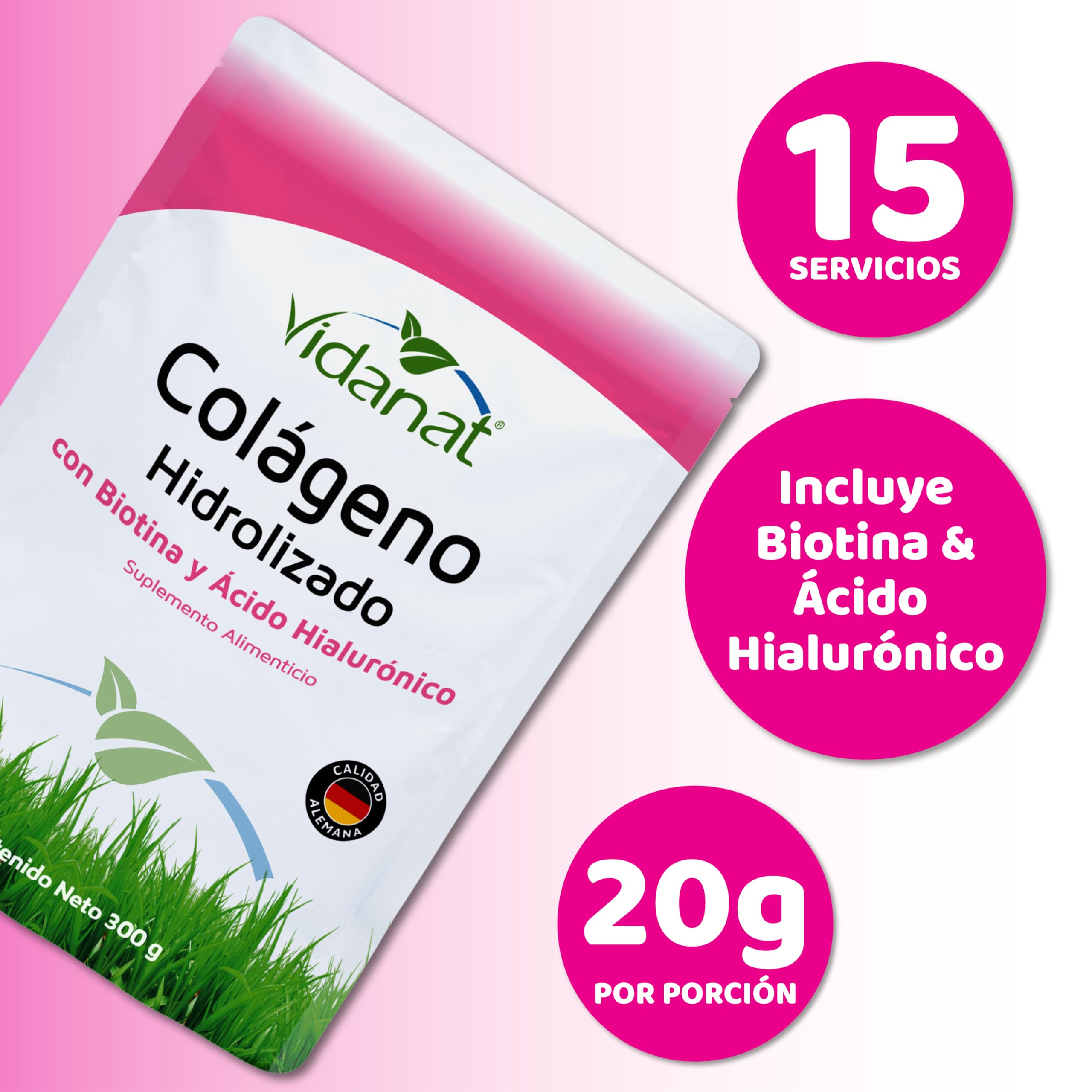 Vidanat preparación en batido listo para beber, demuestra disolución rápida y sin sabor