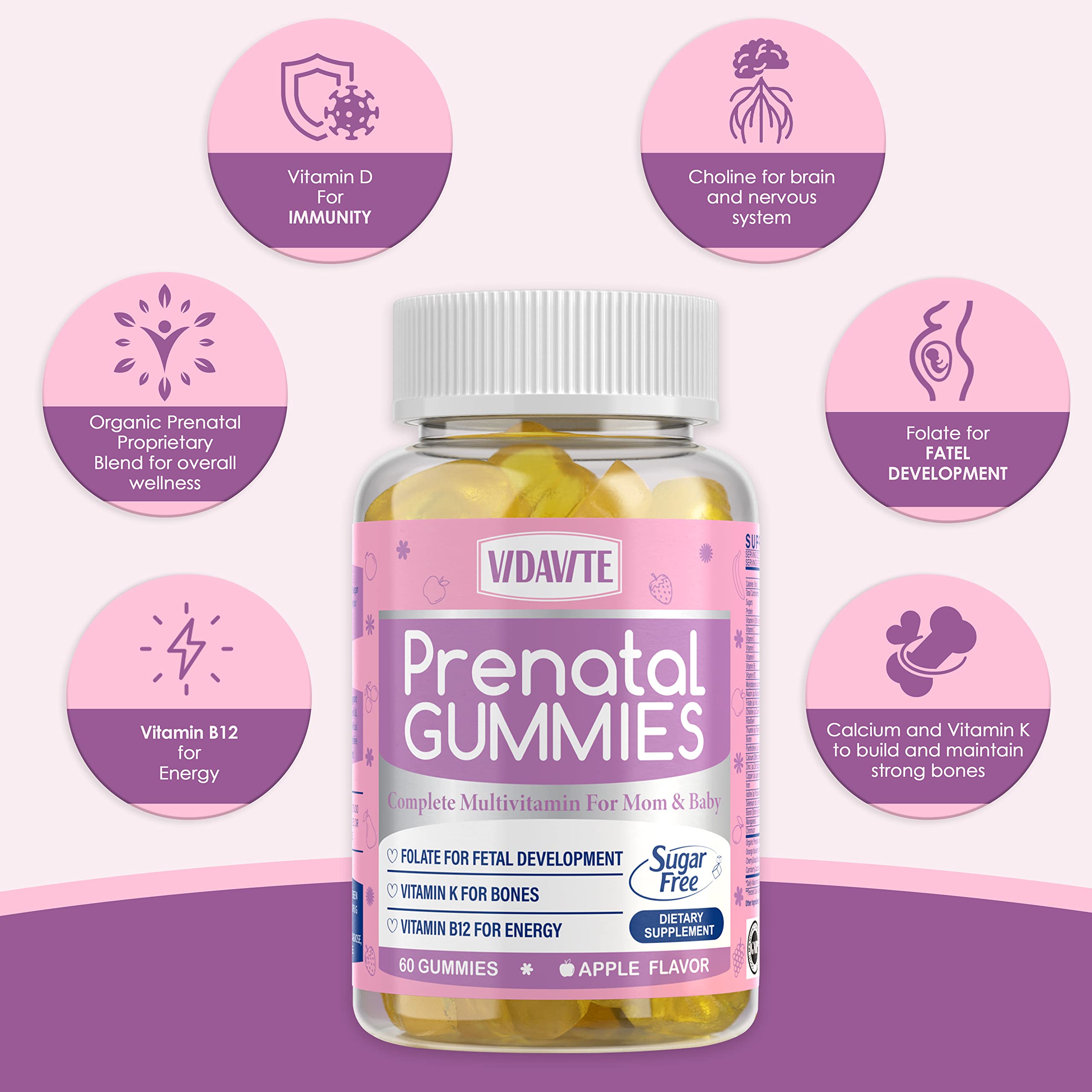 VIDAVITE primer plano de textura de gomita, suavidad y sabor agradable