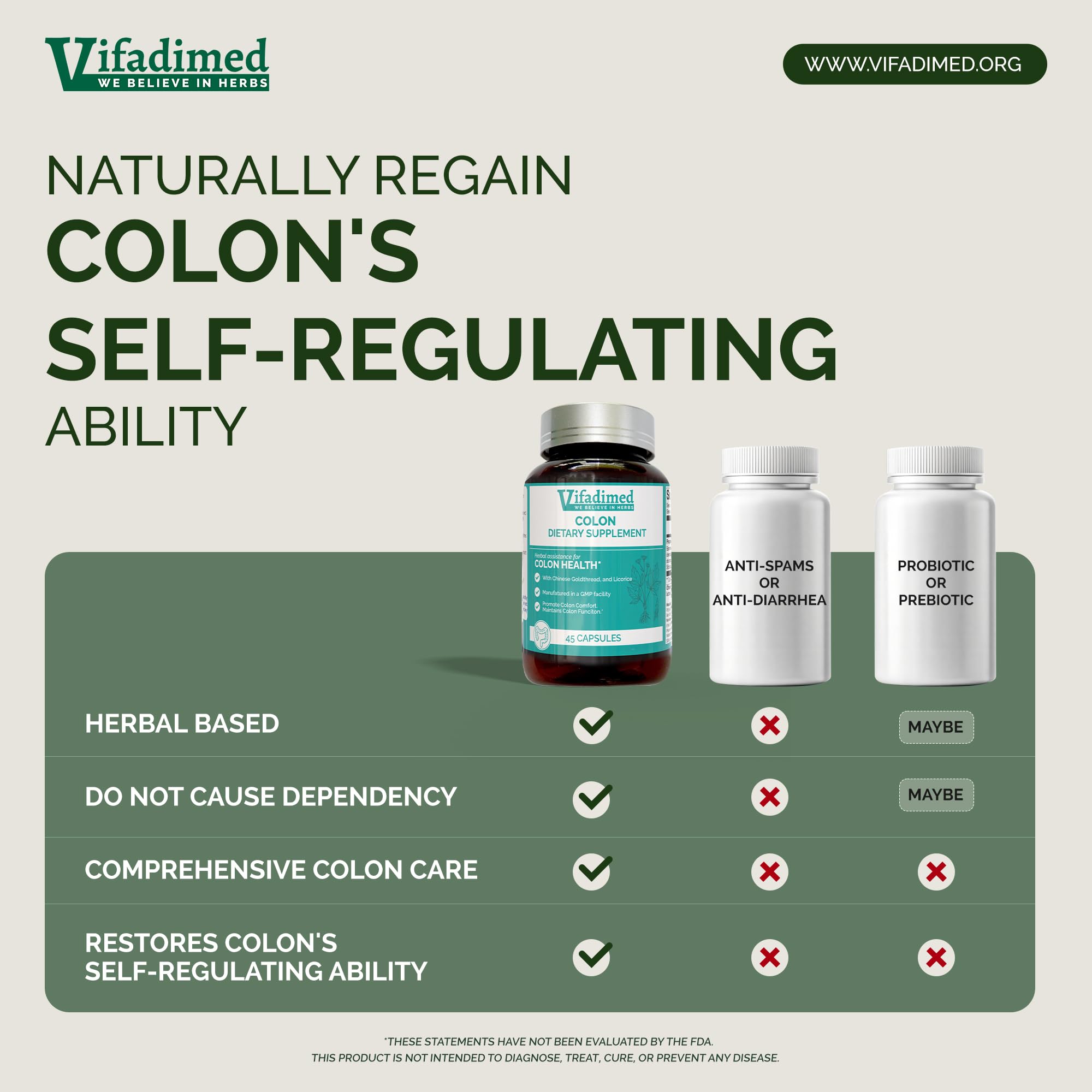 VIFADIMED ingredientes naturales kudzu y regaliz para equilibrio intestinal