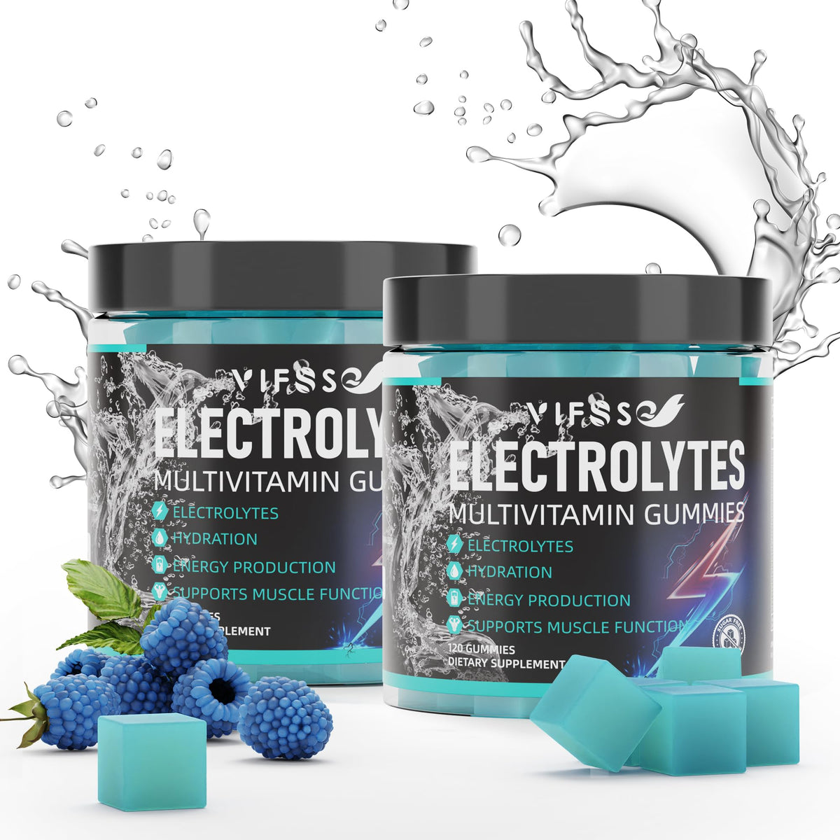 VIFSSG envase frontal mostrando 120 gomitas y beneficios de electrolitos