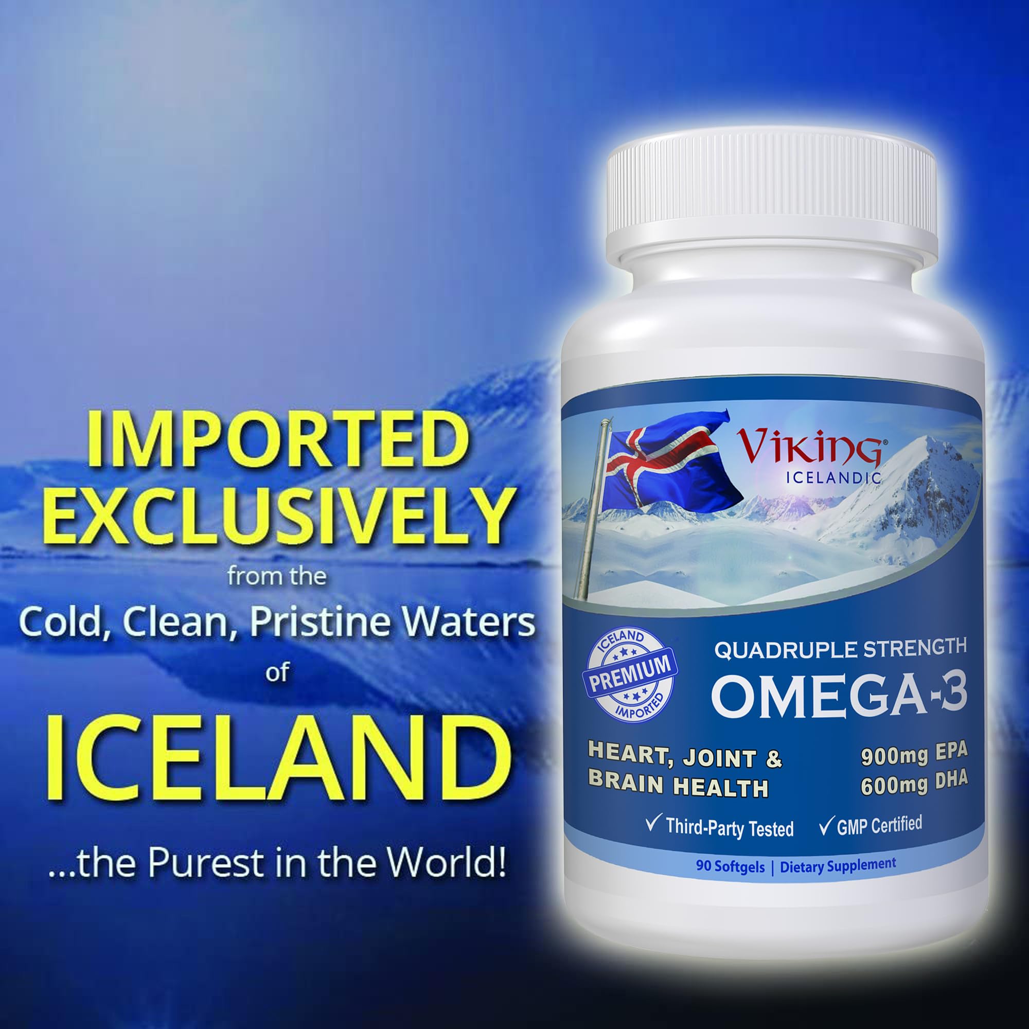 Viking envase abierto que muestra las 90 softgels como suministro mensual