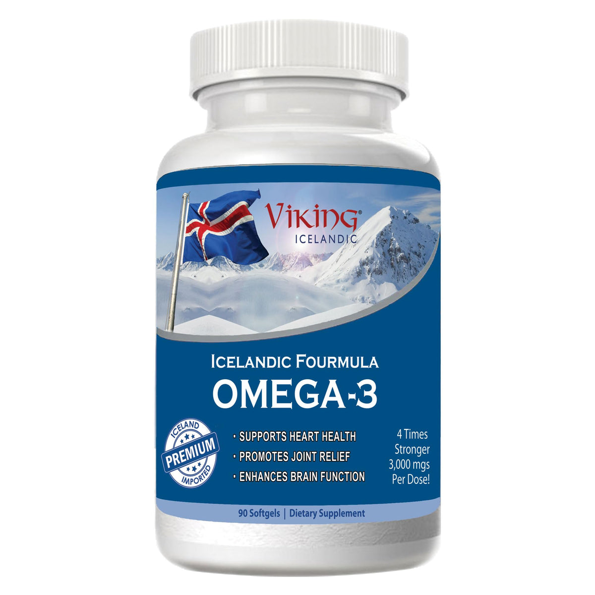 Viking empaque frontal mostrando etiqueta y concentración alta de omega-3