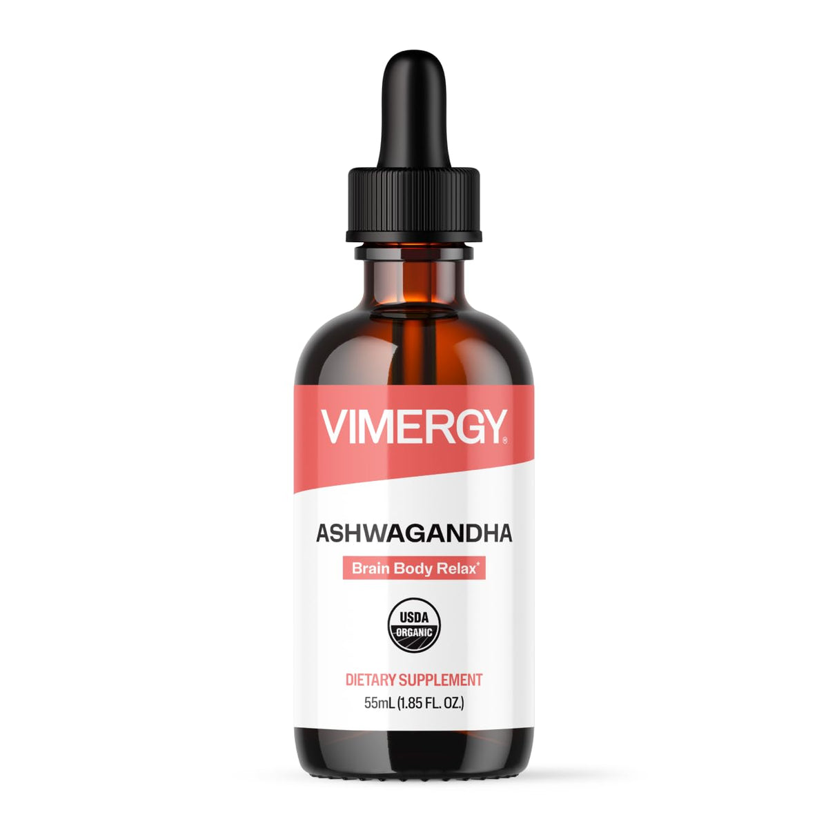 Vimergy frasco frontal mostrando etiqueta orgánica y beneficios claros