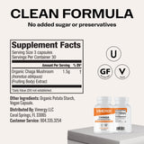 Vimergy chaga bote con cápsulas lado a lado para comparar tamaño y cantidad