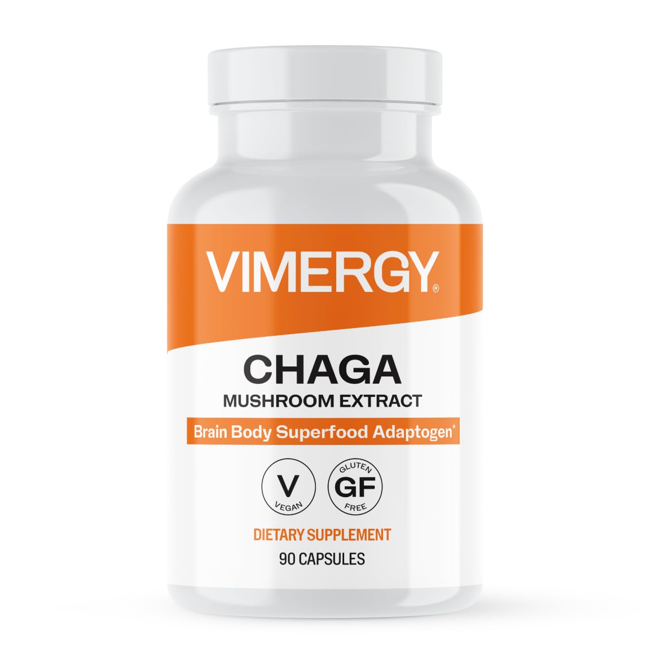 Vimergy chaga imagen frontal del empaque mostrando etiqueta clara y beneficios