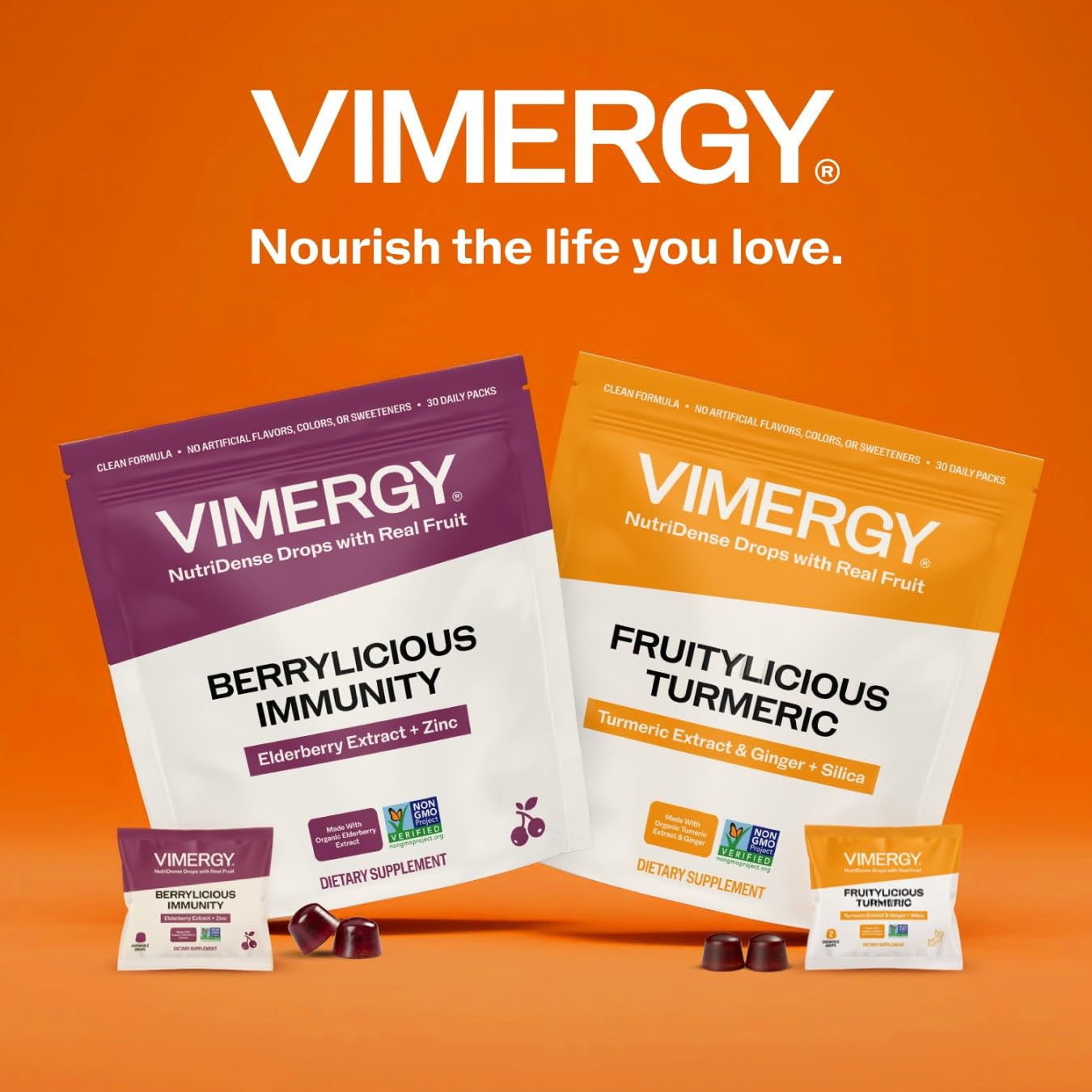 Vimergy etiqueta nutricional resaltando zinc y extracto de saúco