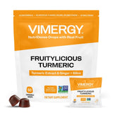 Vimergy frasco frontal mostrando etiqueta clara y beneficios, ideal para elección consciente