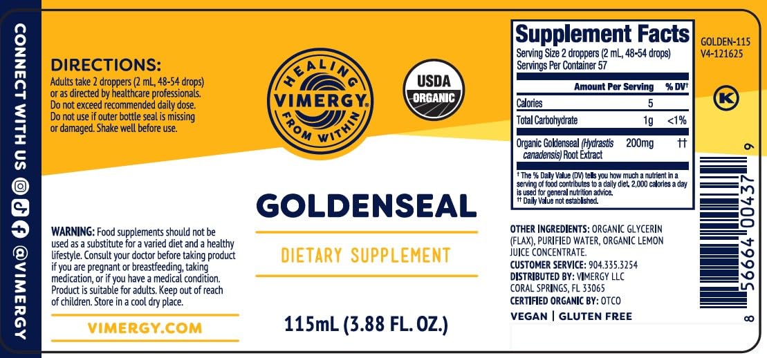 Vimergy sellos USDA Organic y certificaciones enfocadas y nítidas