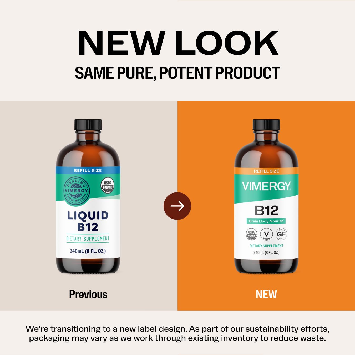 Vimergy primer plano del líquido y color natural sin aditivos