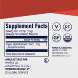 Vimergy reishi etiqueta con certificaciones orgánicas y limpias