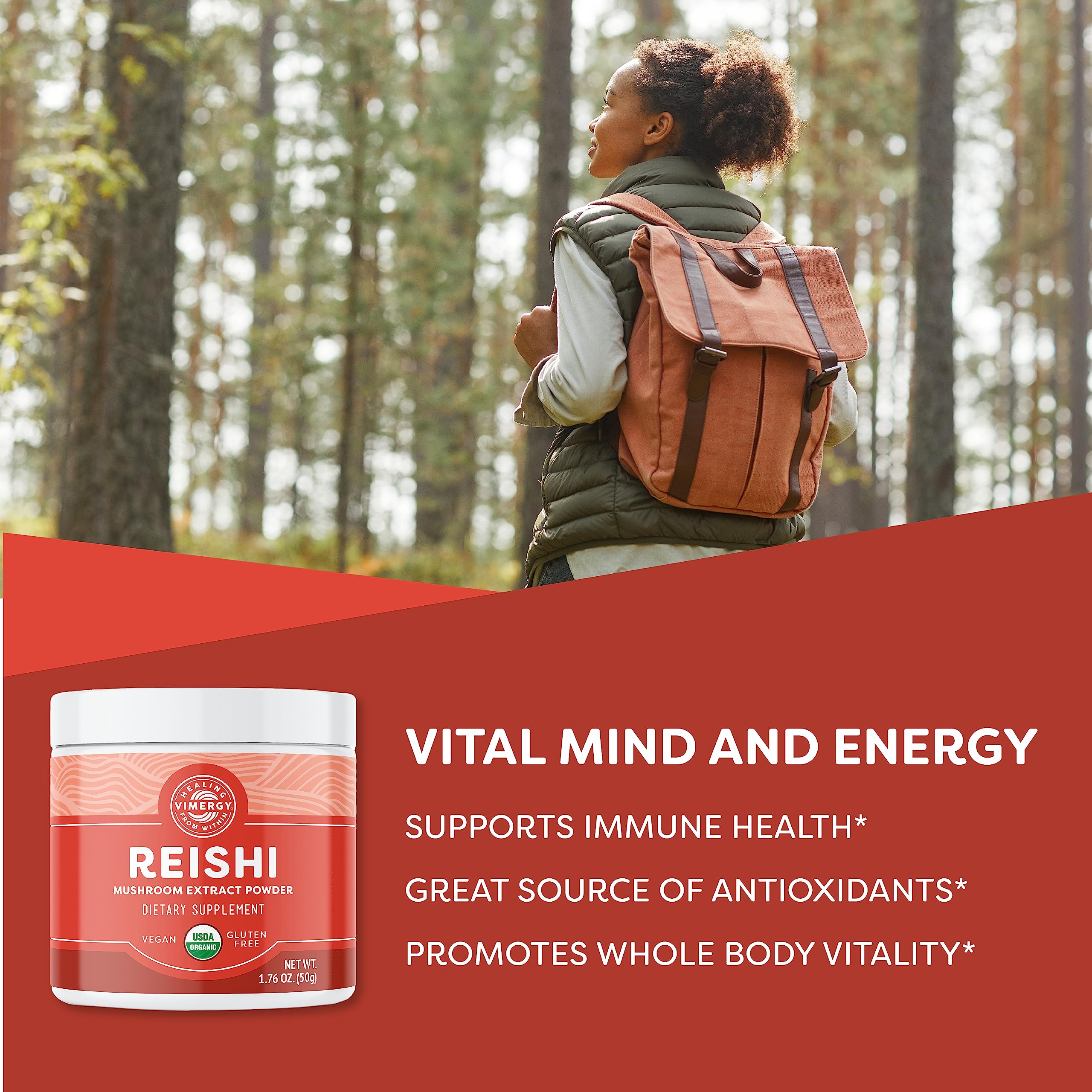 Vimergy reishi cuchara medidora con polvo para porción precisa