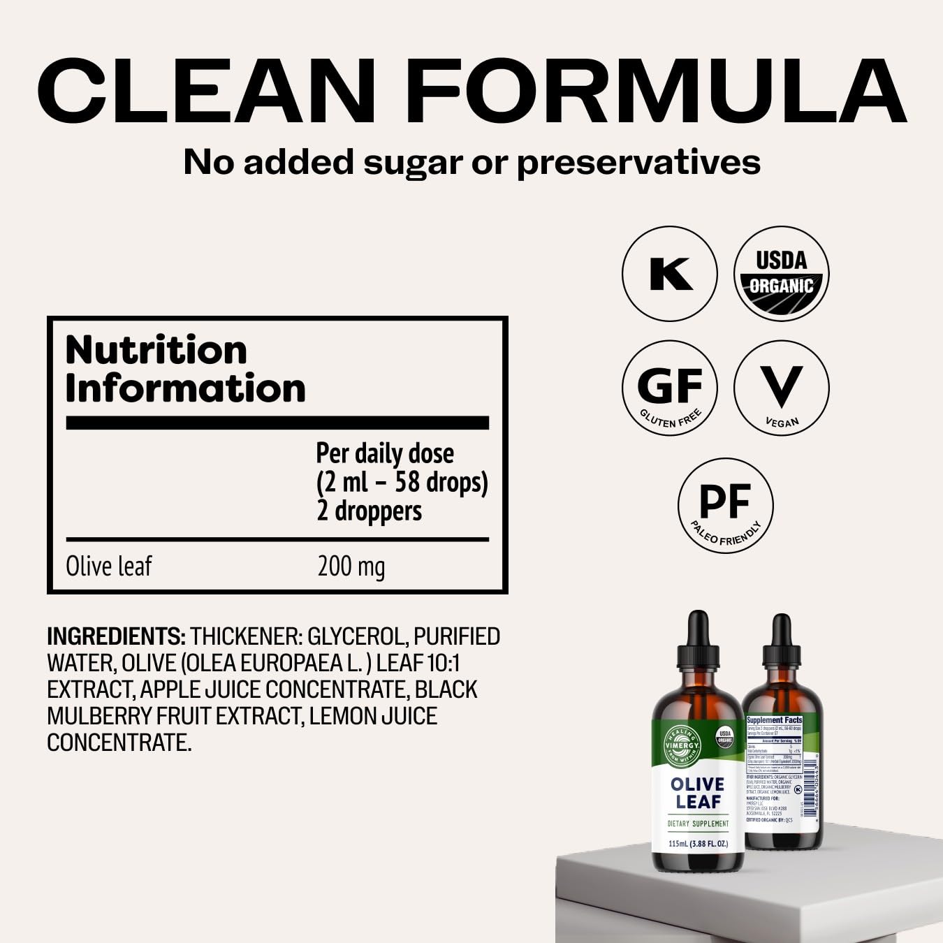 Vimergy botella 115 ml junto a una regla para comparar tamaño y planificar dosis