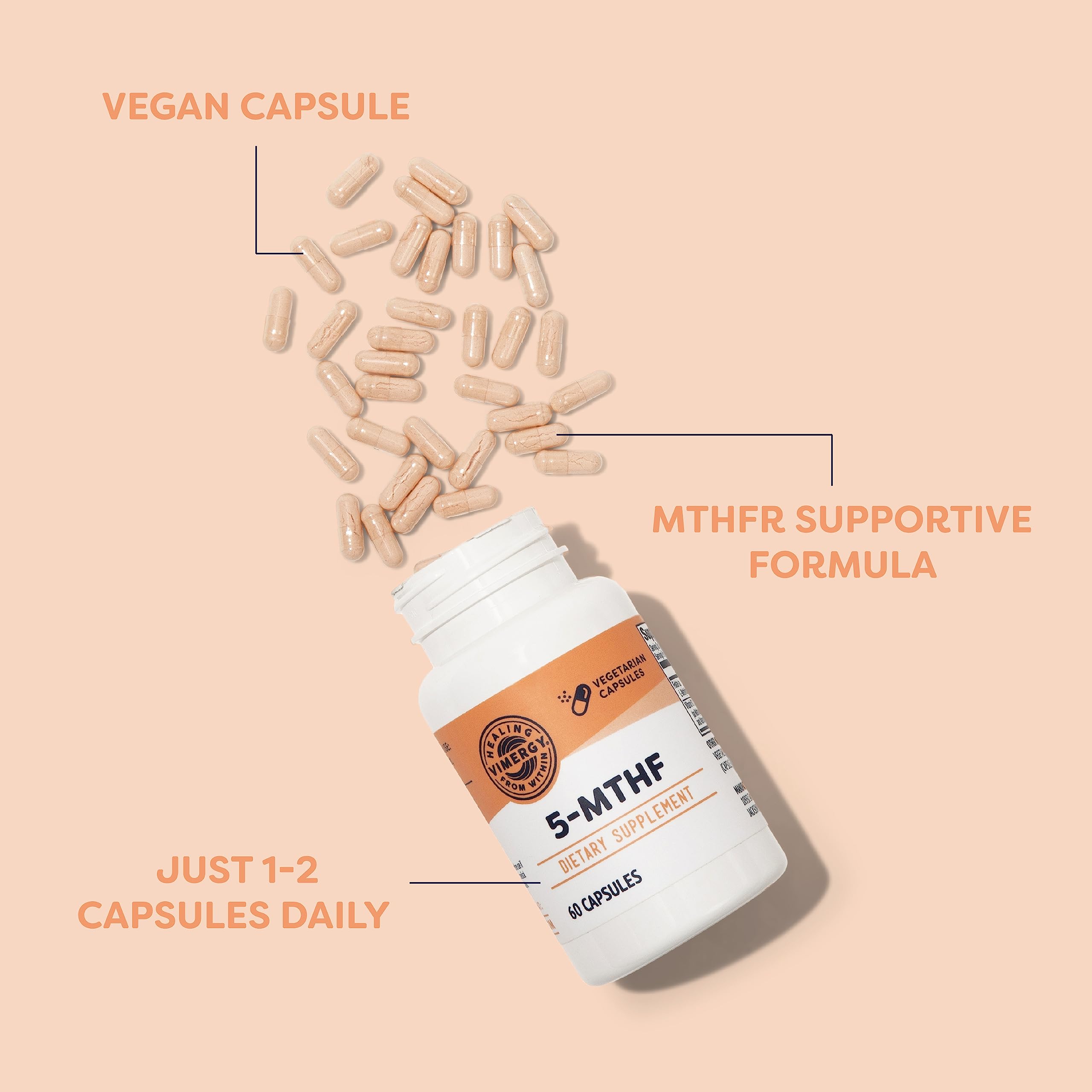 Vimergy contenido de cápsula sobre cuchara, resaltando polvo mezclable y pureza