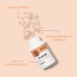 Vimergy contenido de cápsula sobre cuchara, resaltando polvo mezclable y pureza