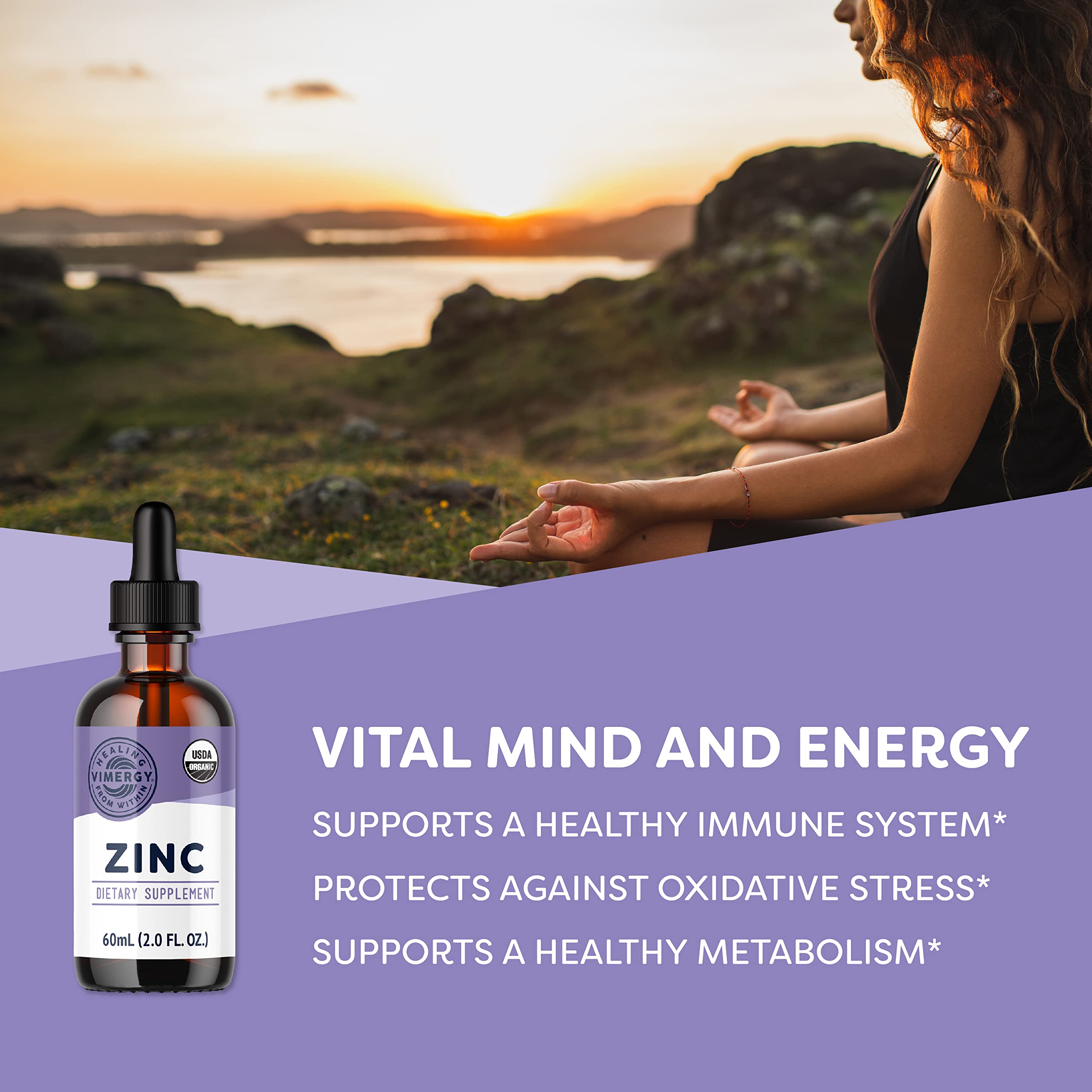 Vimergy Zinc gotero en detalle para dosificación fácil y sin pérdida