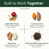 Vimerson Health etiqueta con ingredientes, información de Bioperine y orgánico