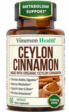 Vimerson Health frasco frontal con canela Ceylán orgánica mostrando diseño y confianza