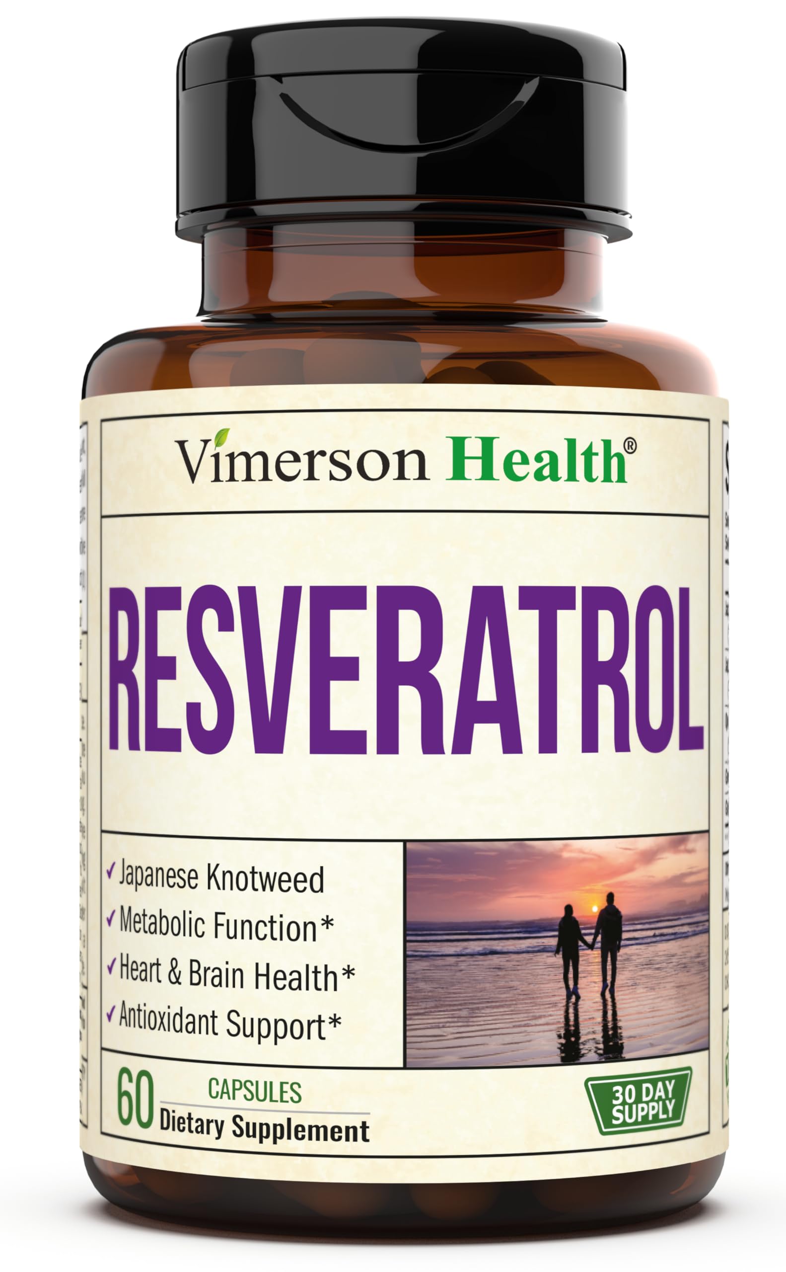 Vimerson Health frasco frontal mostrando diseño y cantidad, beneficio: confianza en calidad