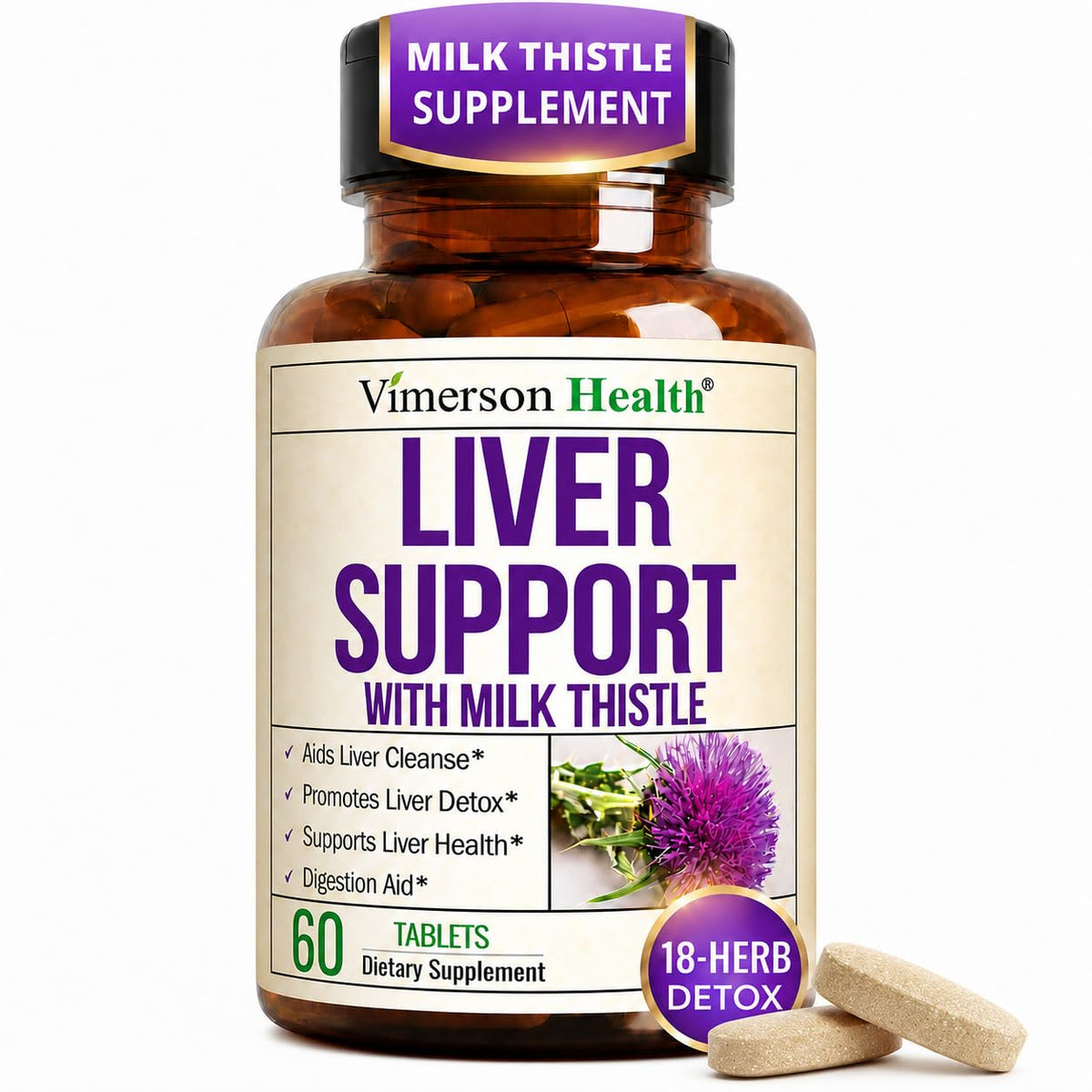 Vimerson Health envase frontal del suplemento para apoyo hepático y digestivo