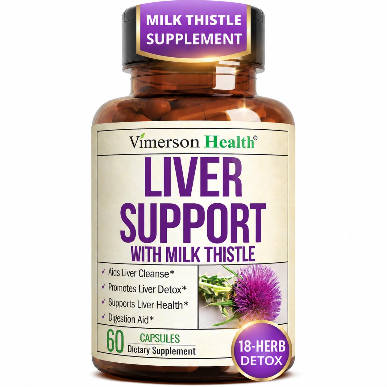 Vimerson Health paquete frontal mostrando fórmulas veganas y sin gluten