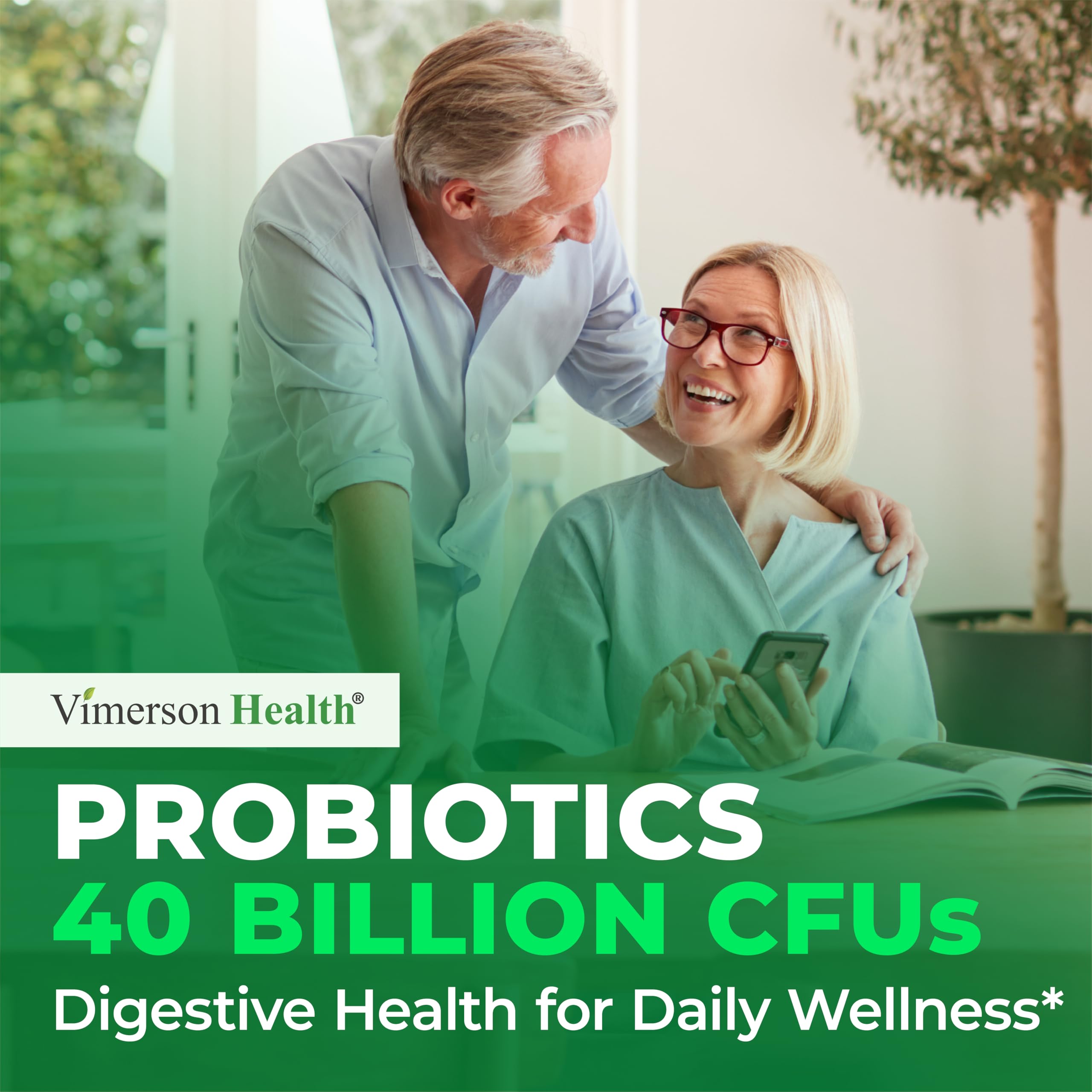 Vimerson Health primer plano del polvo prebiótico enfatizando soporte bacteriano