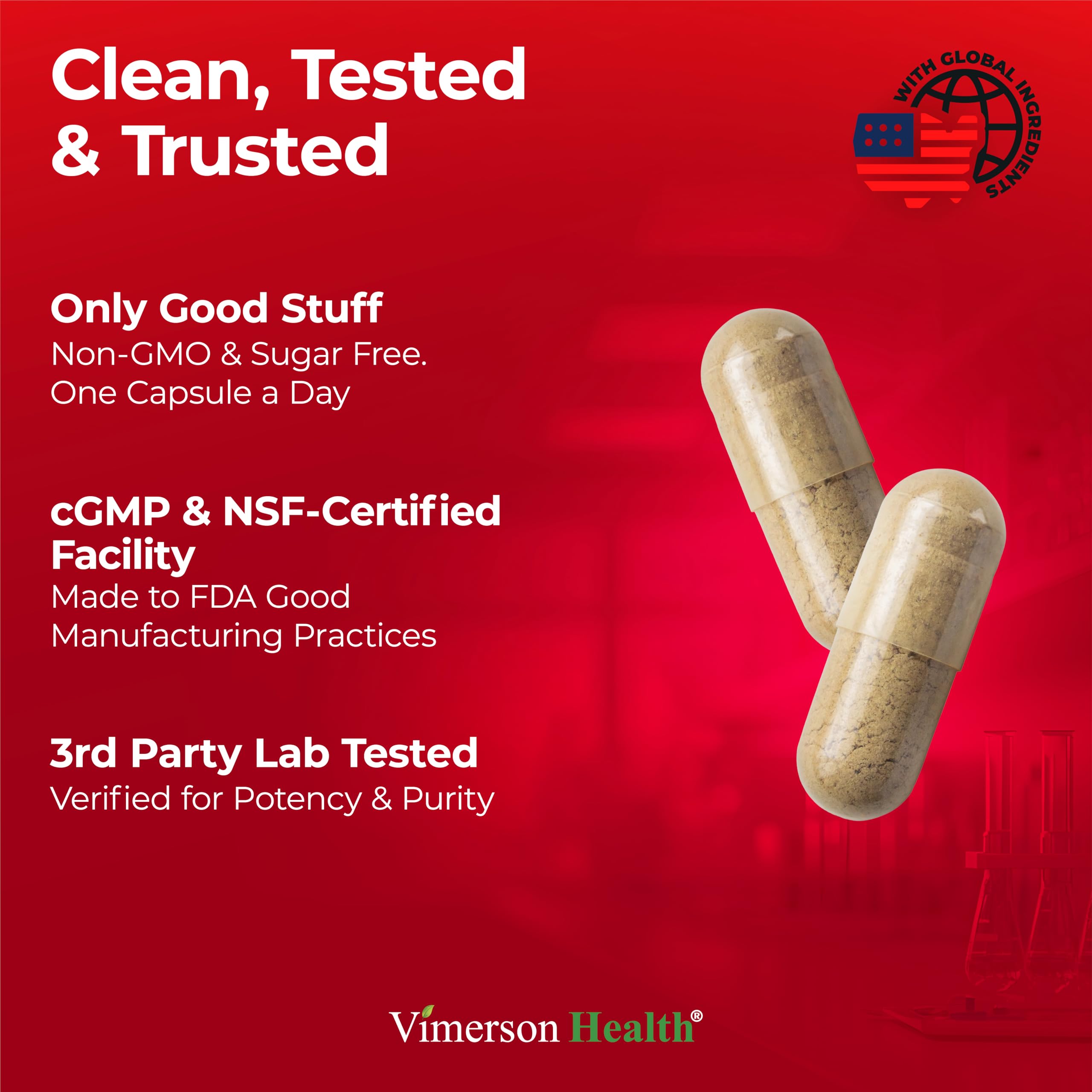 Vimerson Health etiqueta nutricional mostrando dosis y componentes clave