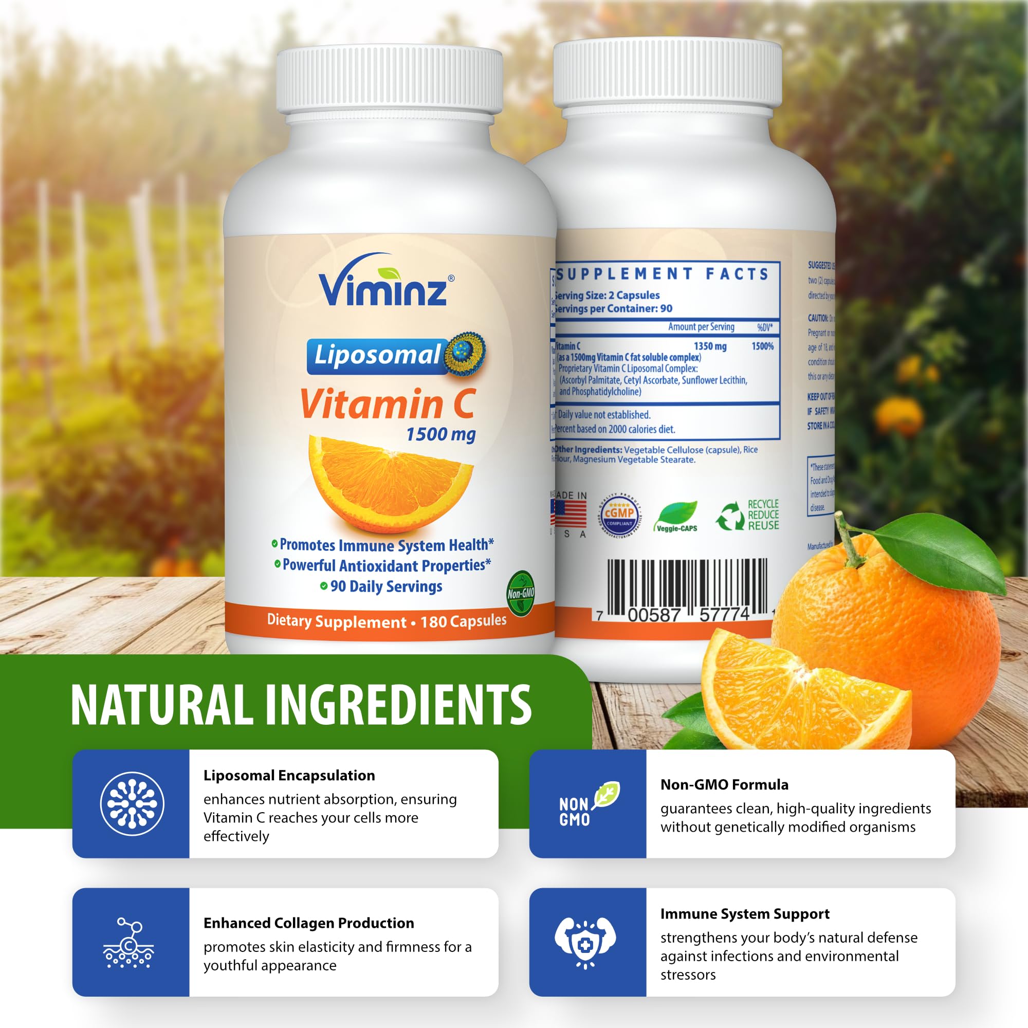 Viminz etiqueta nutricional legible con ingredientes y beneficios claros