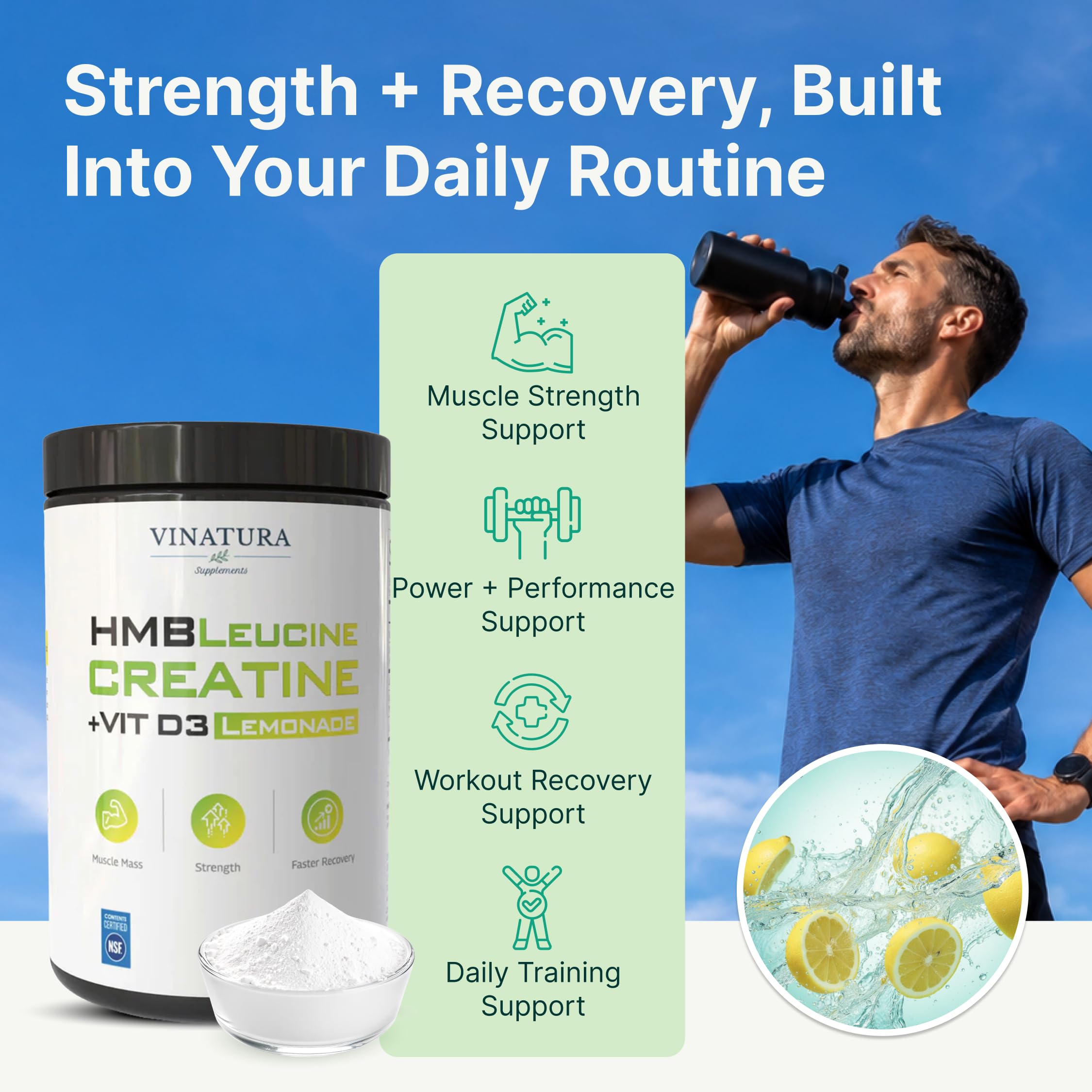 VINATURA etiqueta nutricional legible mostrando dosis por servicio y suma de ingredientes