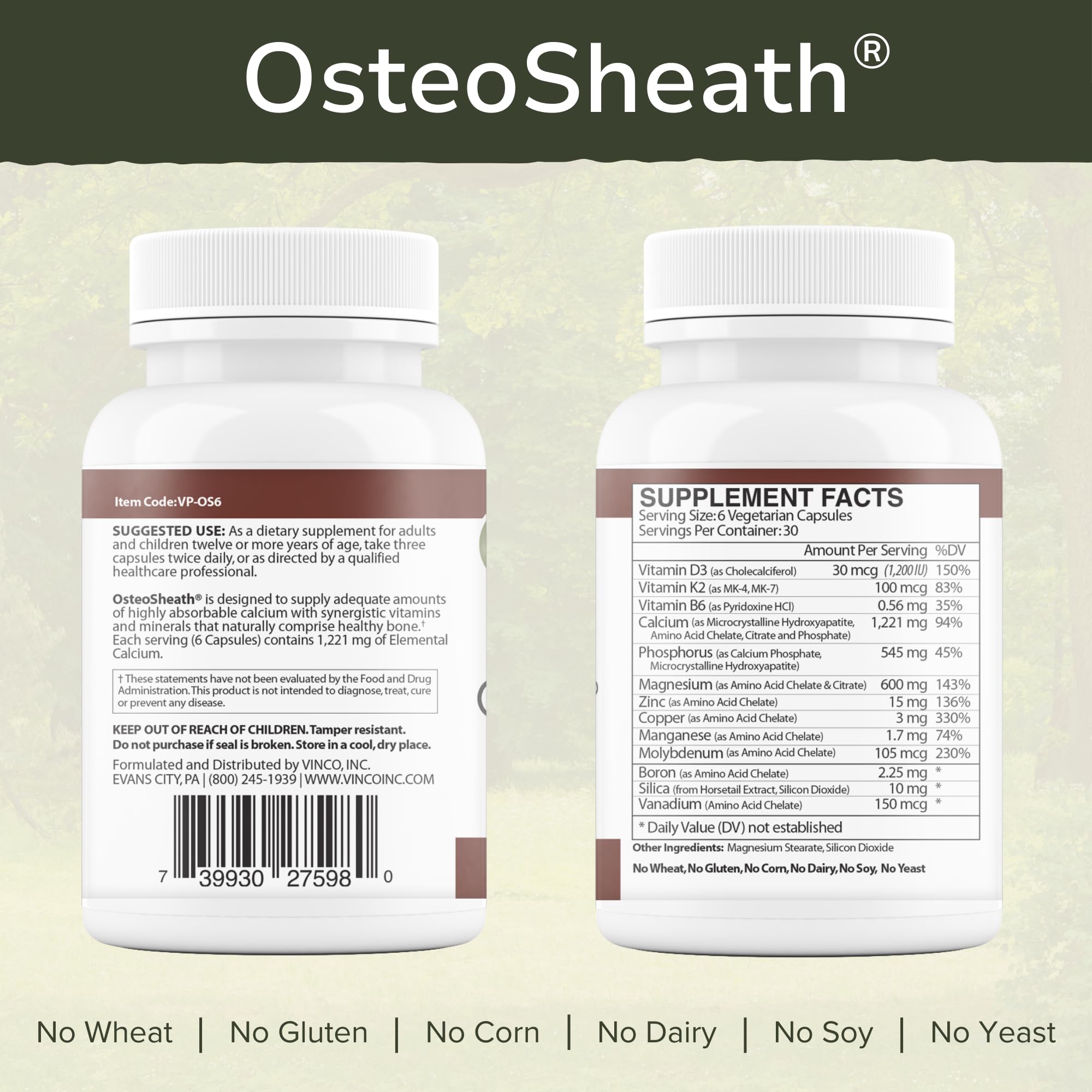 Vinco OsteoSheath cápsulas en primer plano mostrando textura y tamaño
