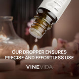 VINEVIDA comparación de tamaño con mano para apreciar volumen de cada frasco