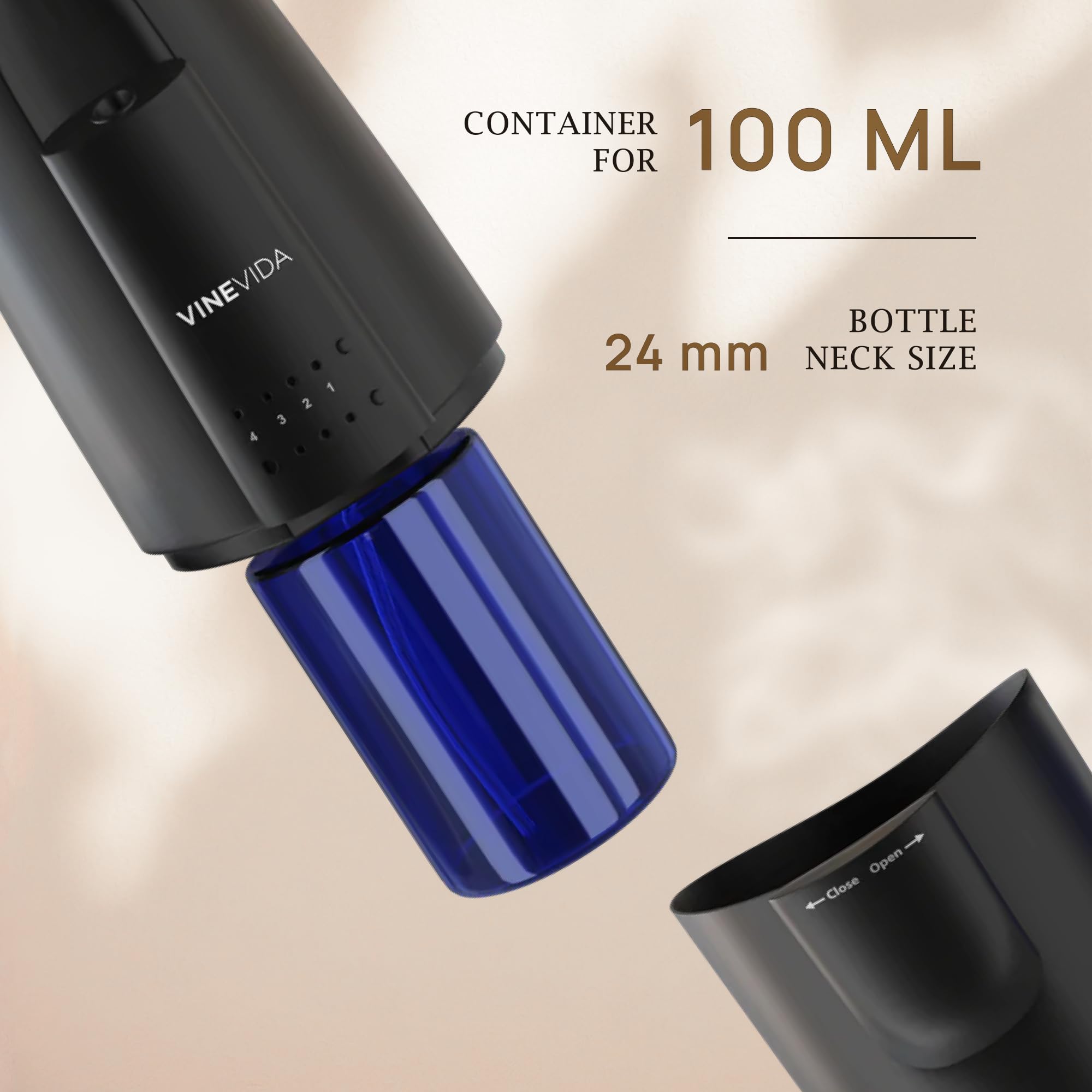VINEVIDA detalle del frasco 100 ml resaltando capacidad práctica