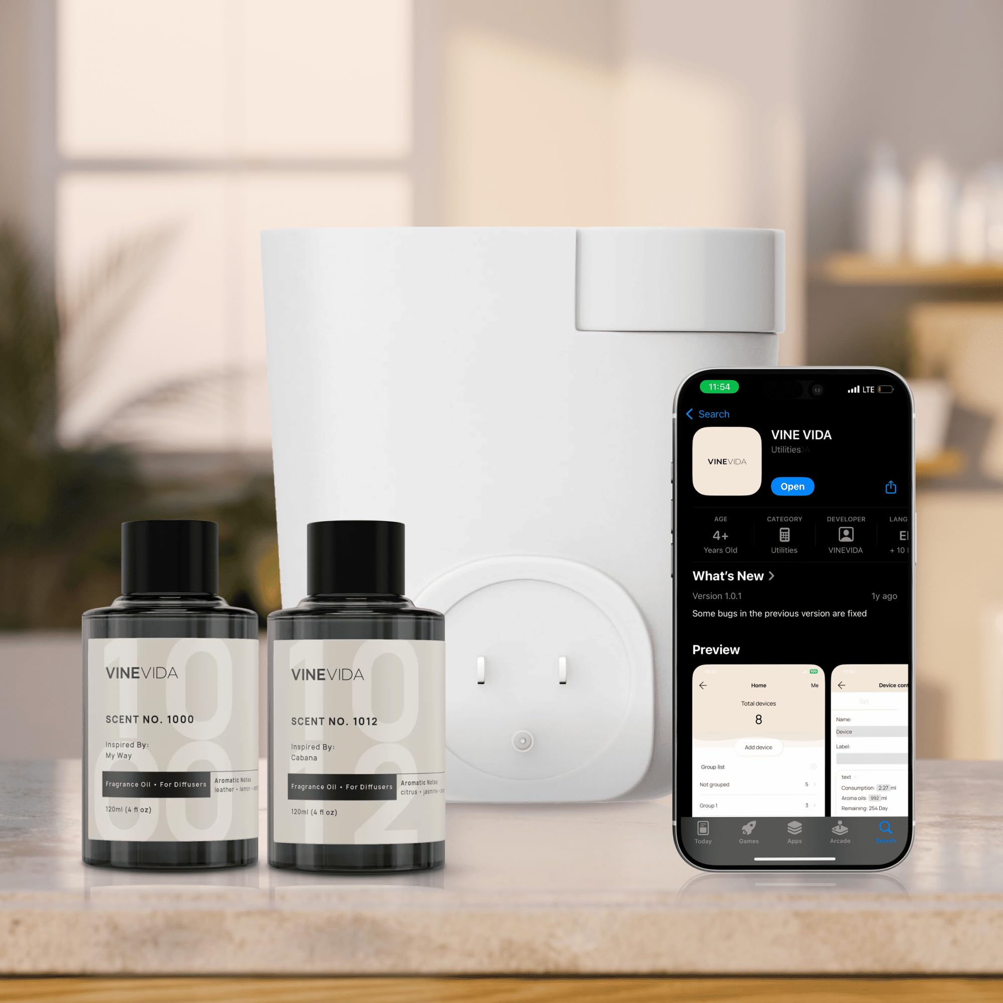VINEVIDA Prime comparación de tamaño mostrando portabilidad y ajuste en cualquier toma