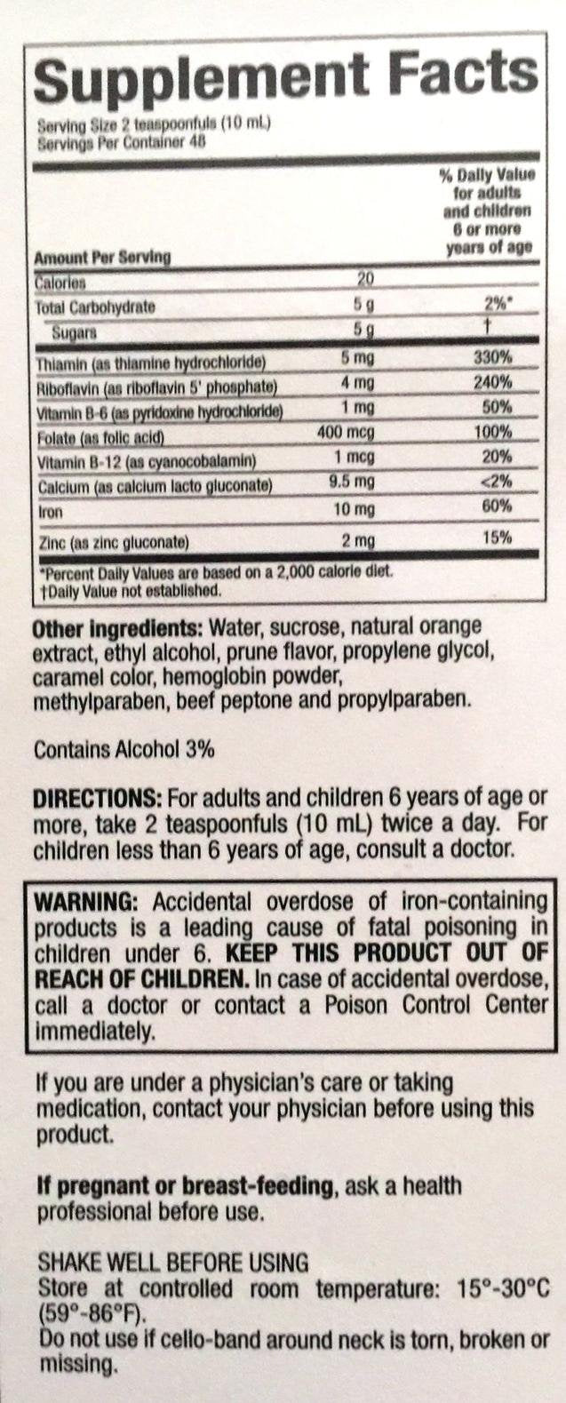 Vino etiqueta nutricional legible con información de ingredientes y dosis
