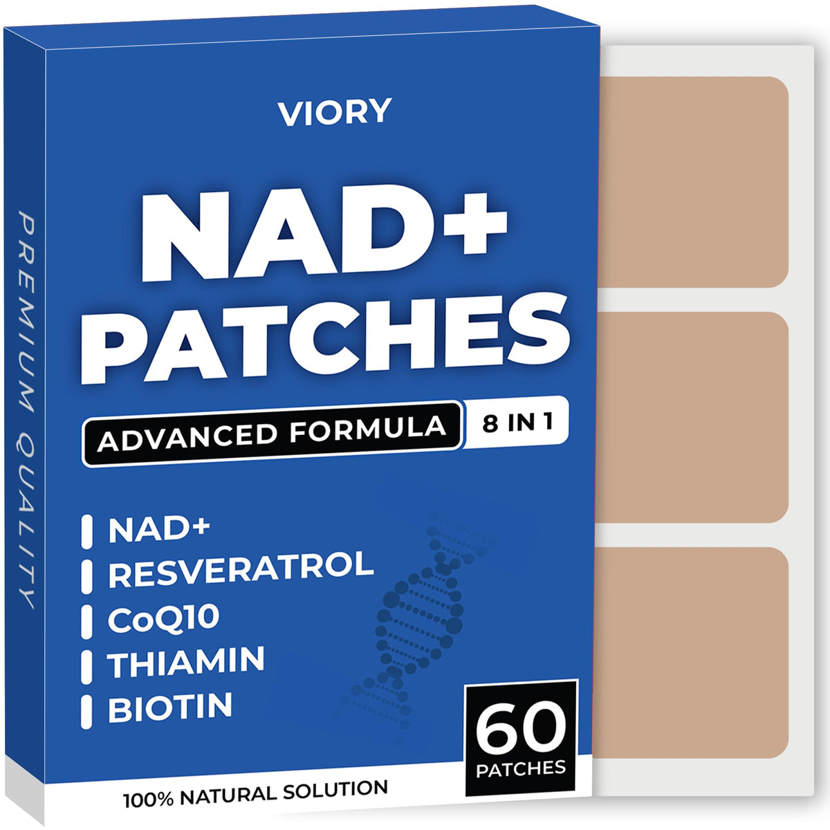 VIORY empaque frontal mostrando parche y diseño discreto
