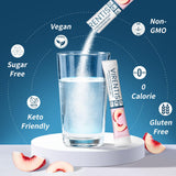 VIRENTIS vaso con bebida durazno blanco y hielo, beneficio hidratación refrescante