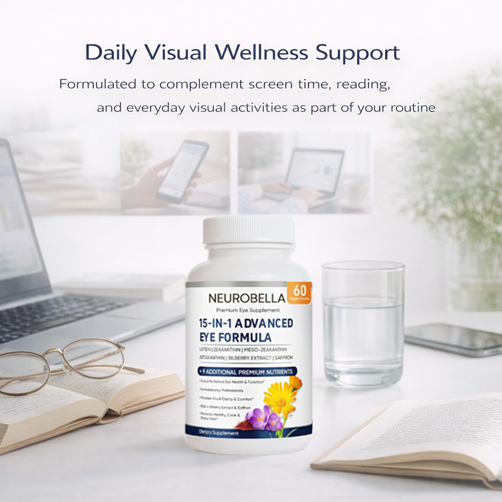 VISIOVANCE Neurobella etiqueta nutricional legible que destaca perfil limpio