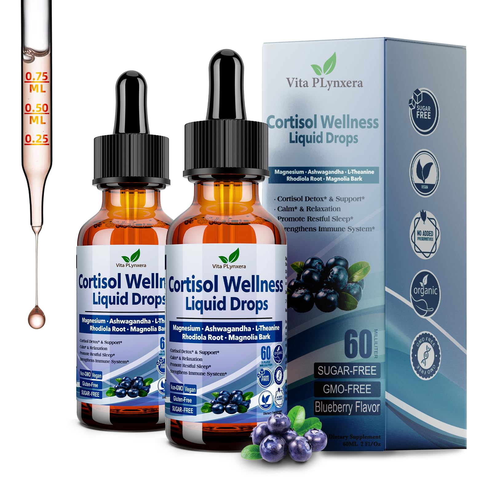 Vita PLynxera frontal del envase mostrando beneficio de equilibrio de cortisol