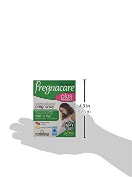 Vitabiotics Pregnacare Plus Omega 3 cápsula de Omega‑3 en primer plano, fuente de DHA