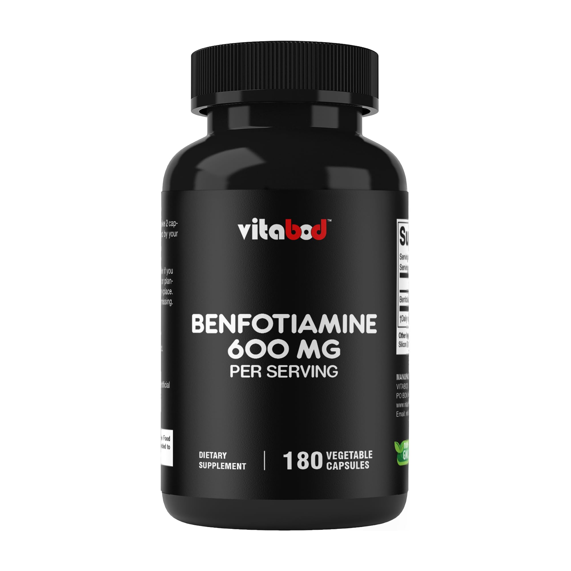 Vitabod botella frontal mostrando la dosis y el beneficio de alta biodisponibilidad