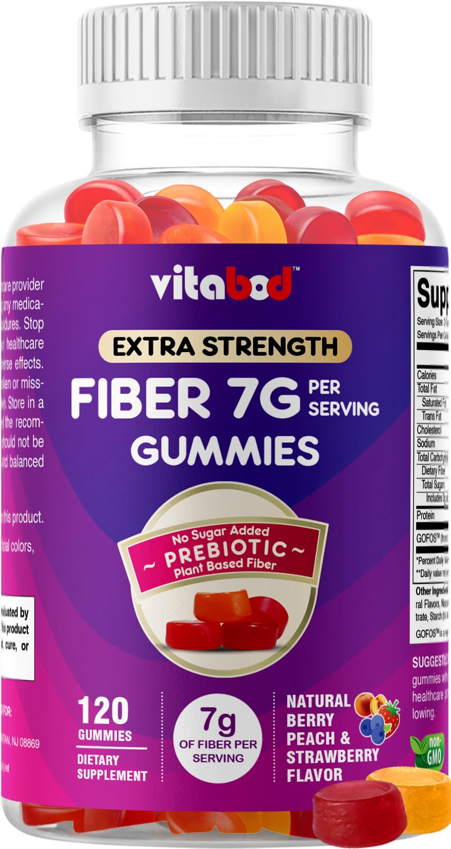 Vitabod envase frontal con gominolas y etiqueta clara, fácil identificación del producto