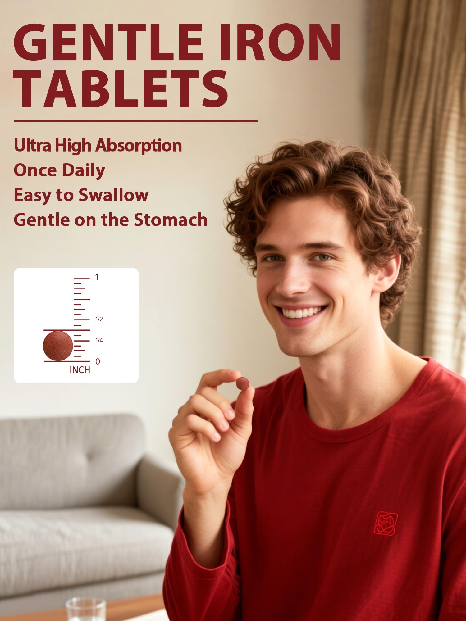 Vitacook comparación de tamaño que muestra 60 tabletas en frasco