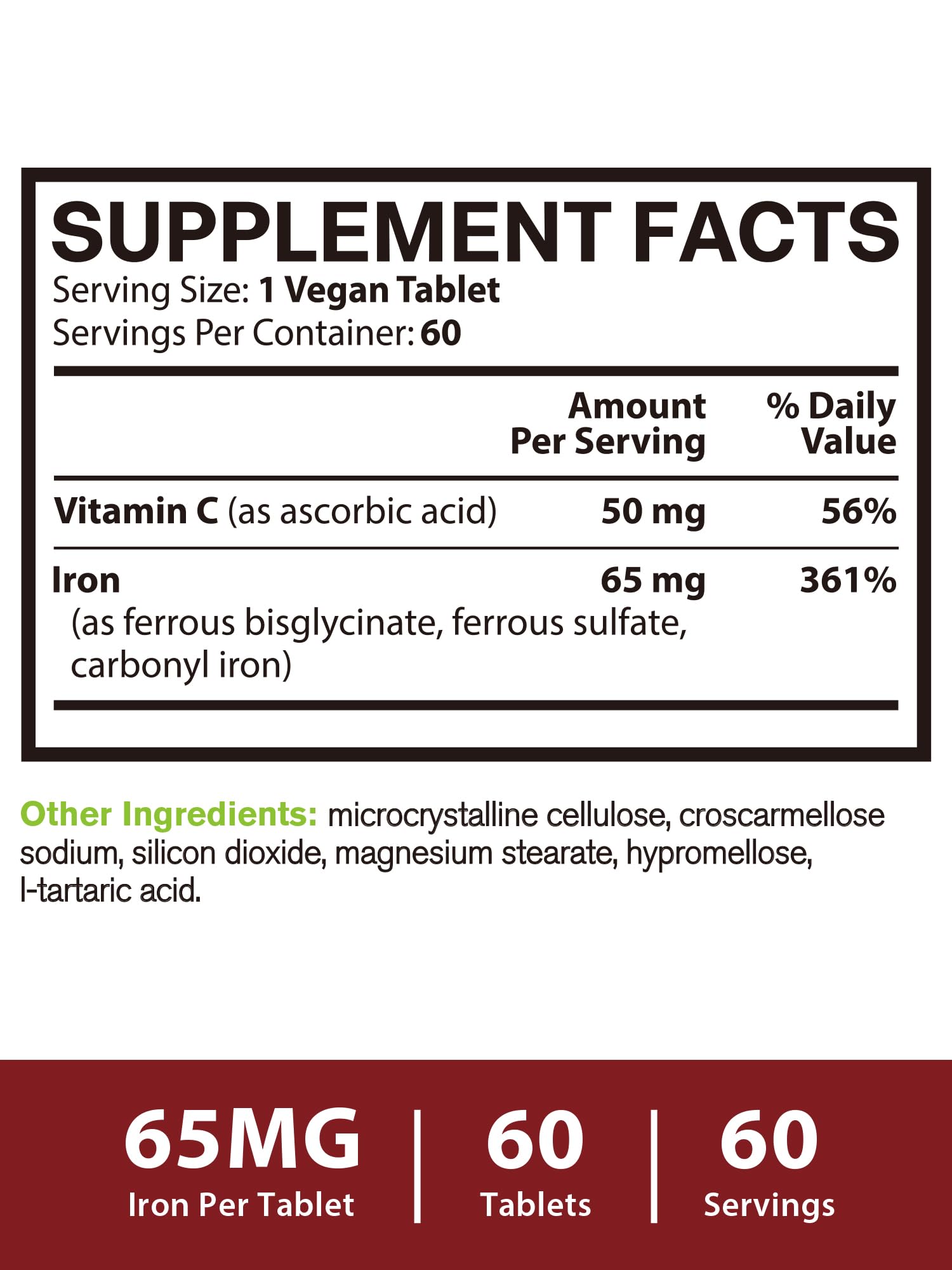 Vitacook etiqueta nutricional legible con información de hierro