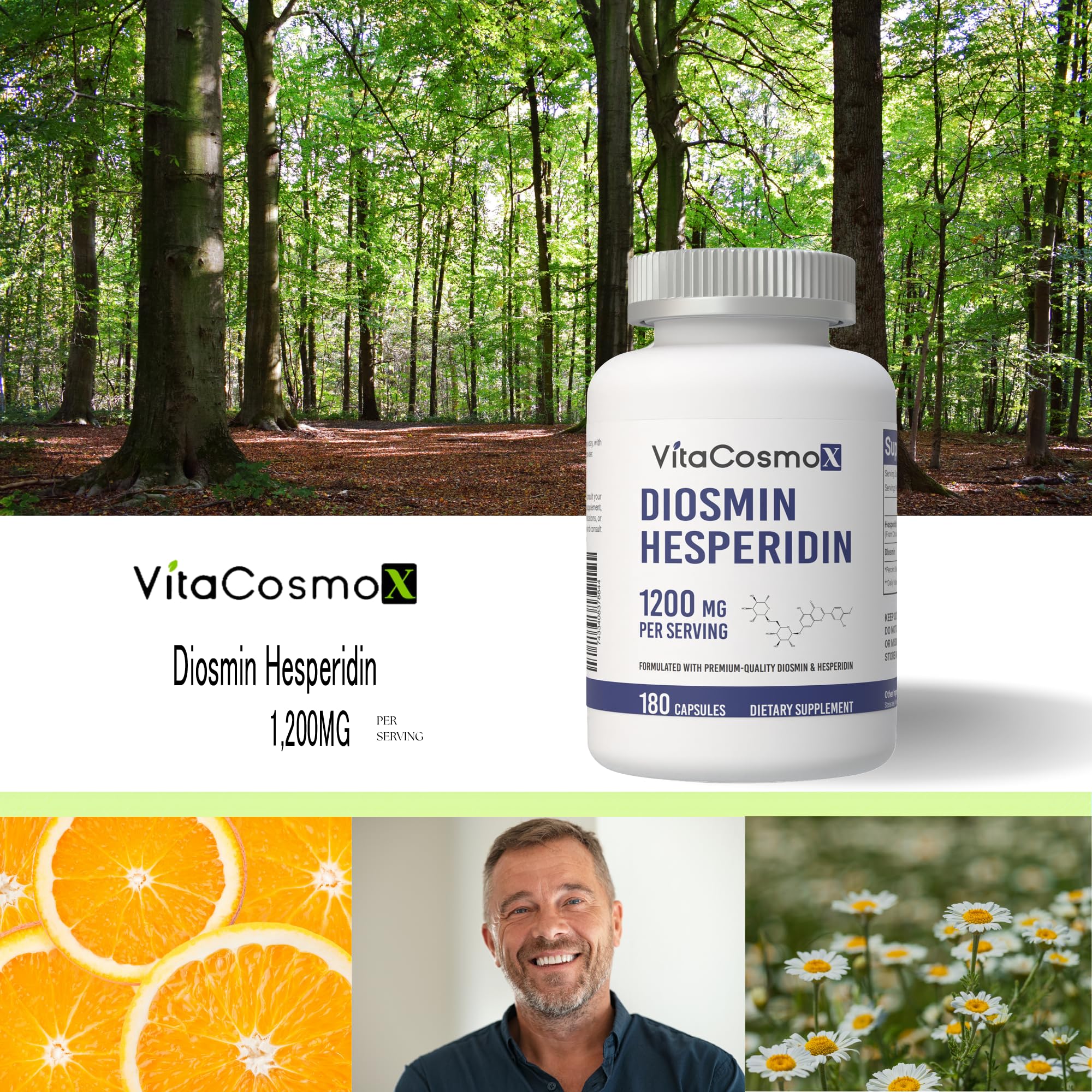 VitaCosmoX varias cápsulas sobre superficie ilustrando dosis diaria