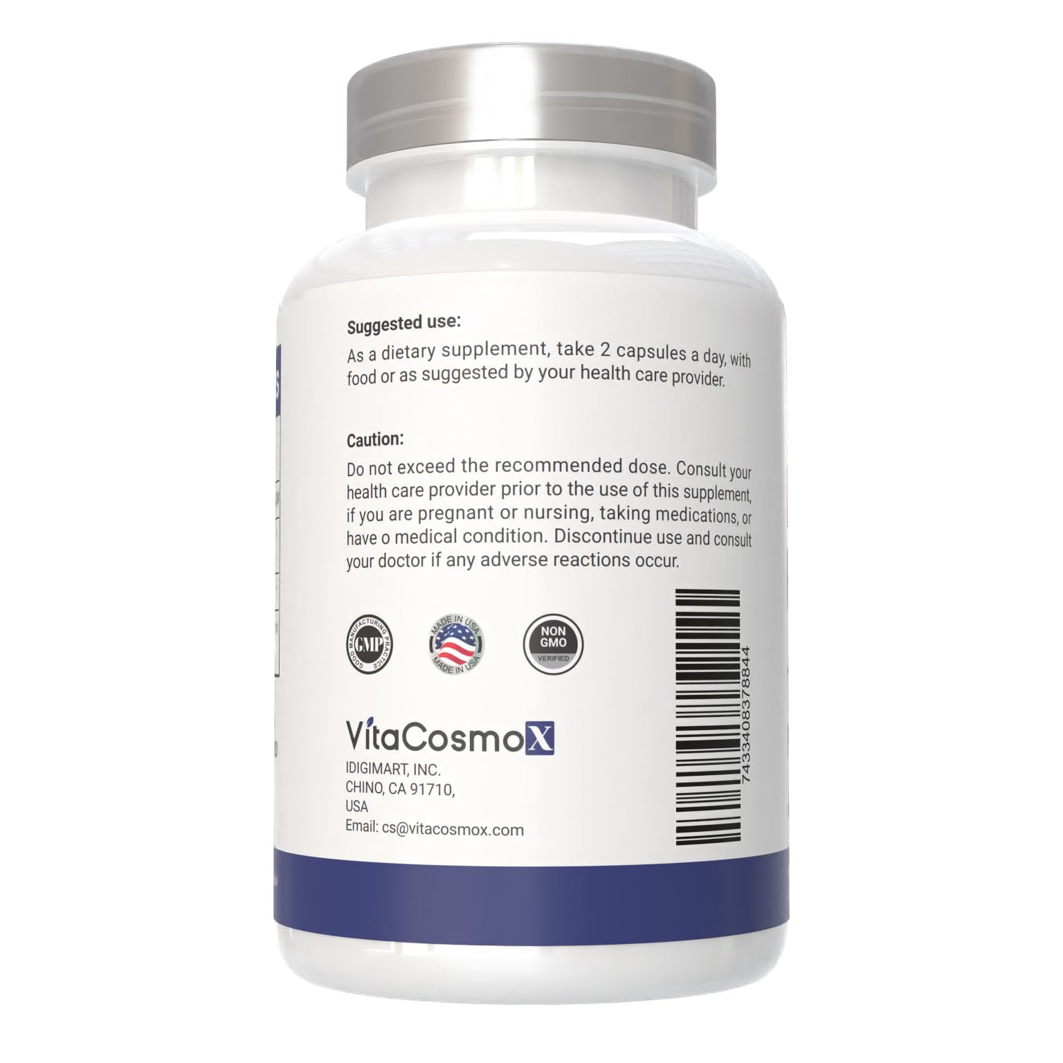 VitaCosmoX etiqueta con información nutricional clara y legible