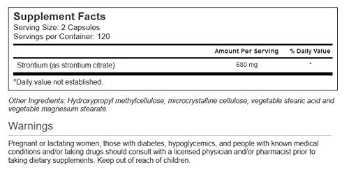 Vitacost Strontium cápsula en primer plano que destaca fórmula vegetariana y pureza