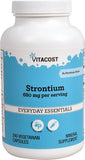 Vitacost Strontium frente del frasco mostrando etiqueta y beneficio de concentración alta