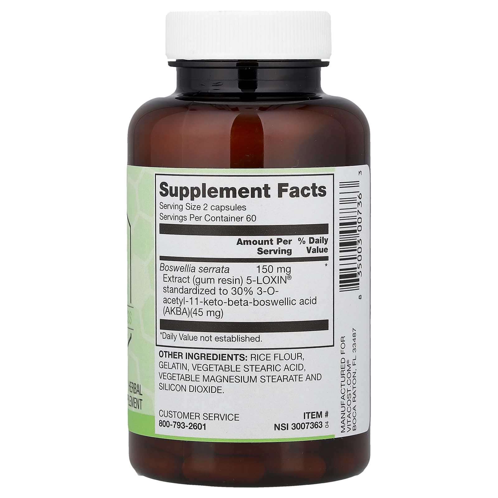 Vitacost Synergy cápsula en primer plano ilustrando la pureza y dosificación